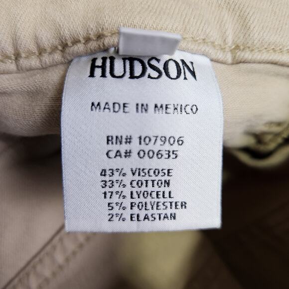 Hudson Women Taylor High Waist Flare Jean Park Beige Patch Pocket 27 Stretch Tan - Picture 10 of 16